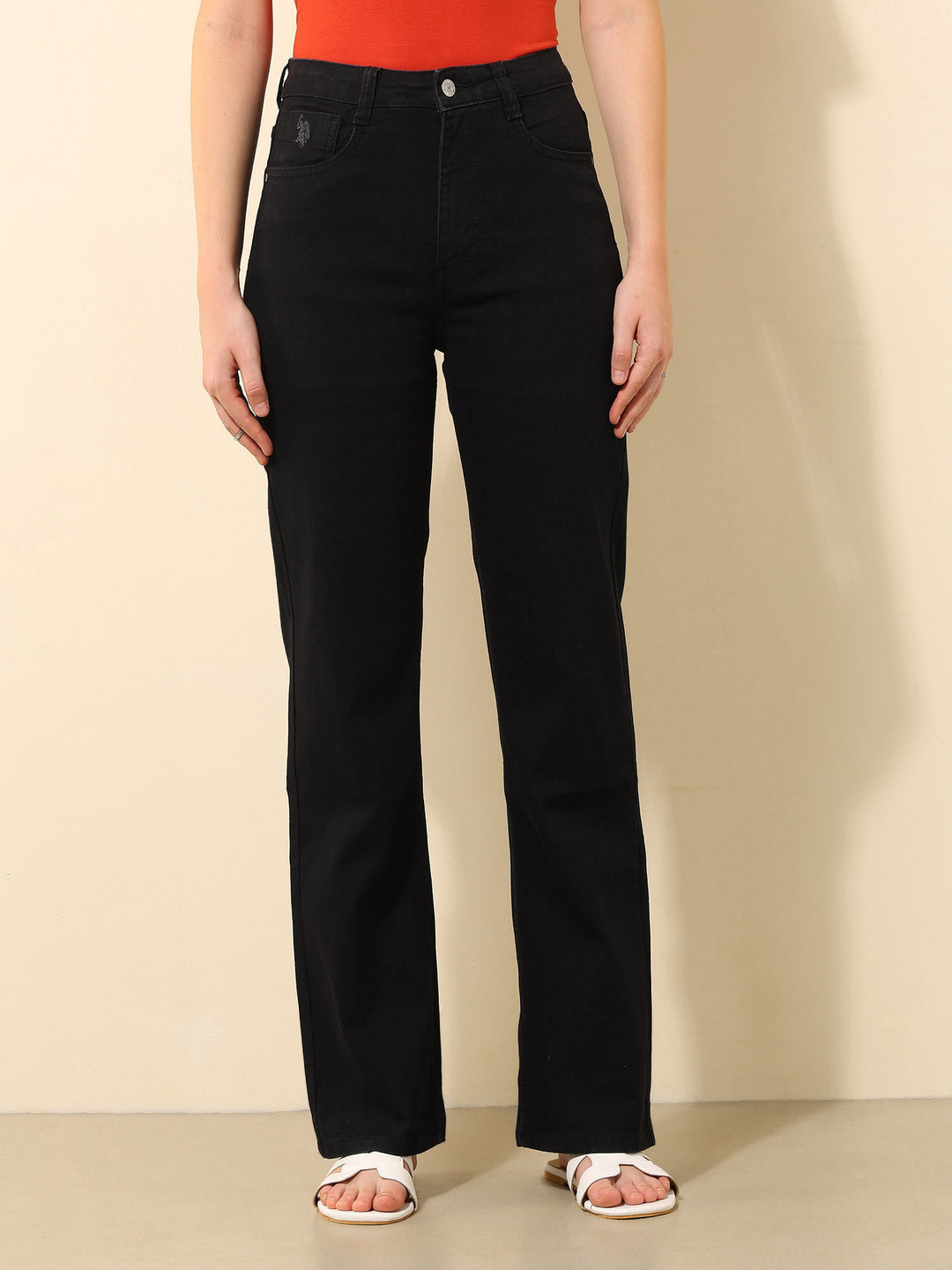 U.S. Polo Assn. Women Black Bootcut Stretchable Jeans