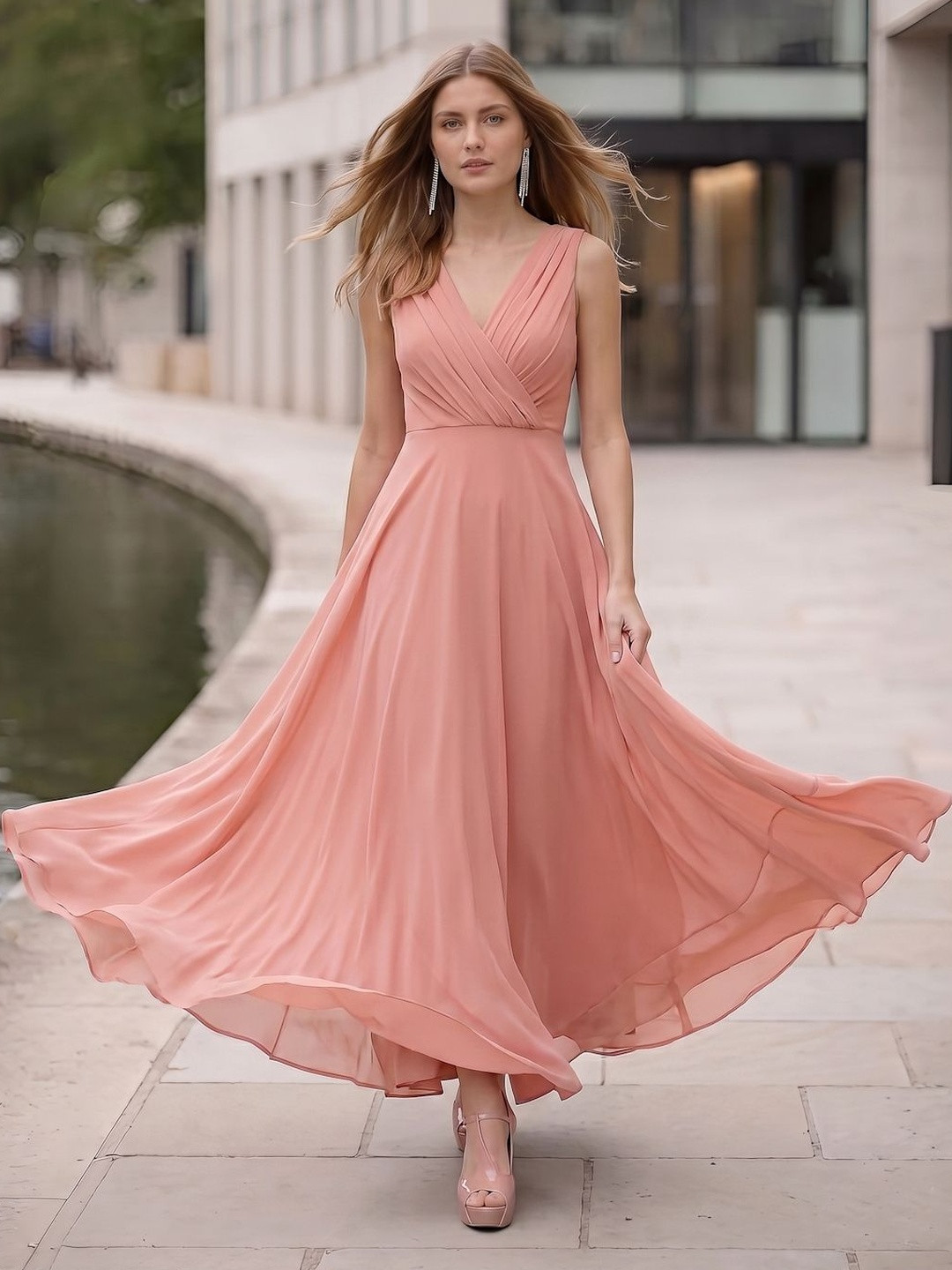 aayu Gathered Maxi Wrap Dress