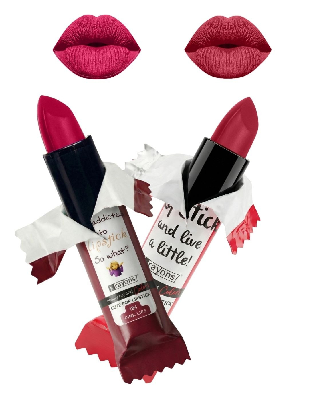 krayons Set Of 2 Cute Pop Waterproof & Moisturizing Matte Lipsticks - 3.5 g Each