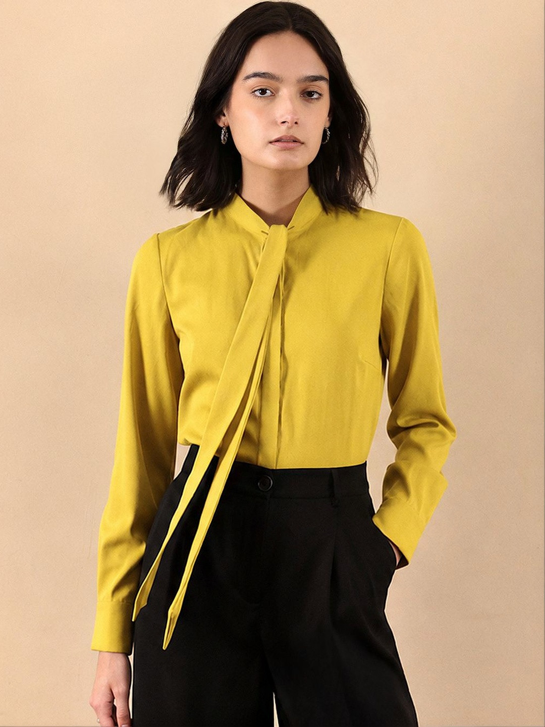 FABLE STREET Women Tie-Up Neck Formal Top