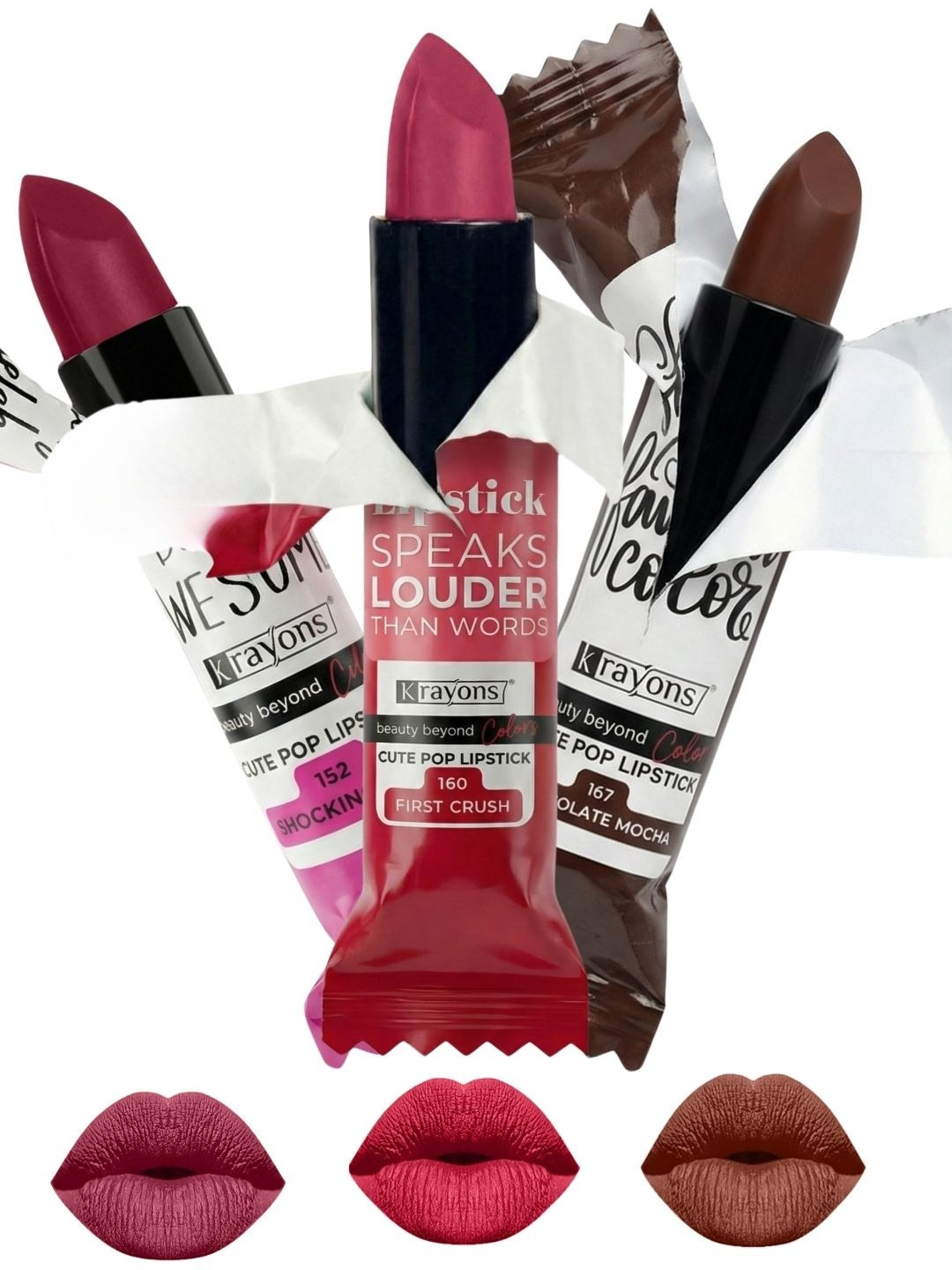 krayons Set Of 3 Cute Pop Waterproof & Moisturizing Matte Lipstick - 3.5 g Each