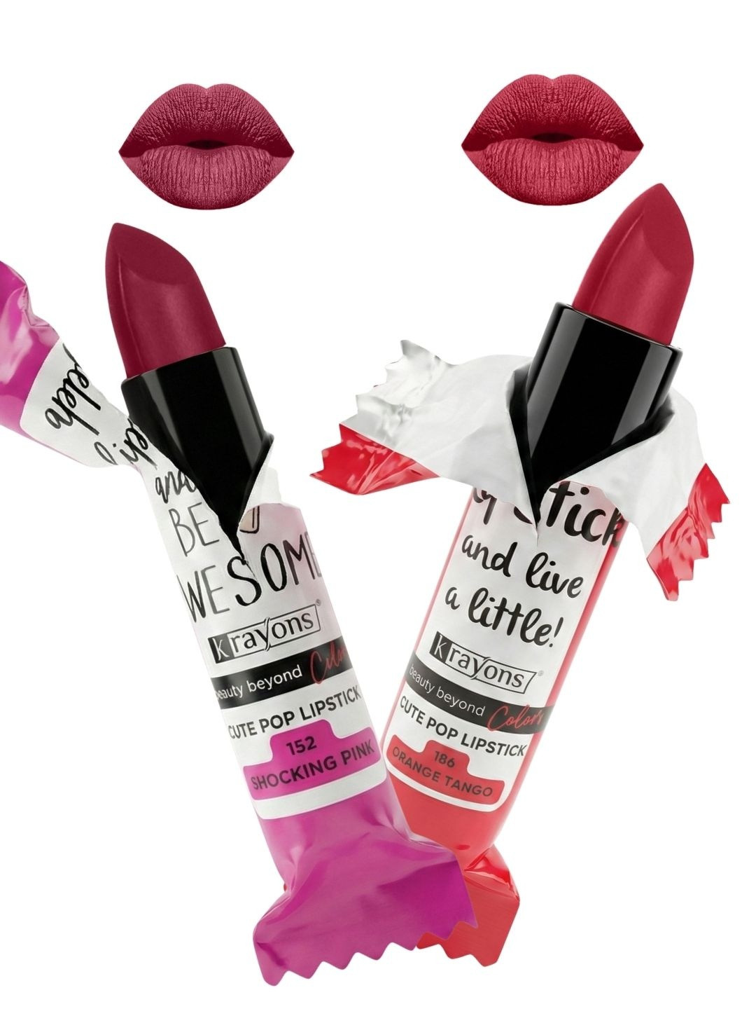 krayons Set Of 2 Cute Pop Waterproof & Moisturizing Matte Lipsticks - 3.5 g Each