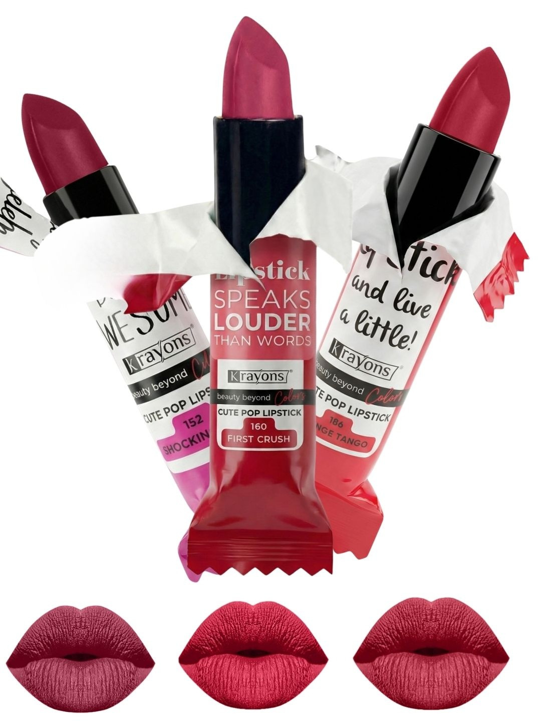 krayons Set Of 3 Cute Pop Waterproof & Moisturizing Matte Lipstick - 3.5 g Each