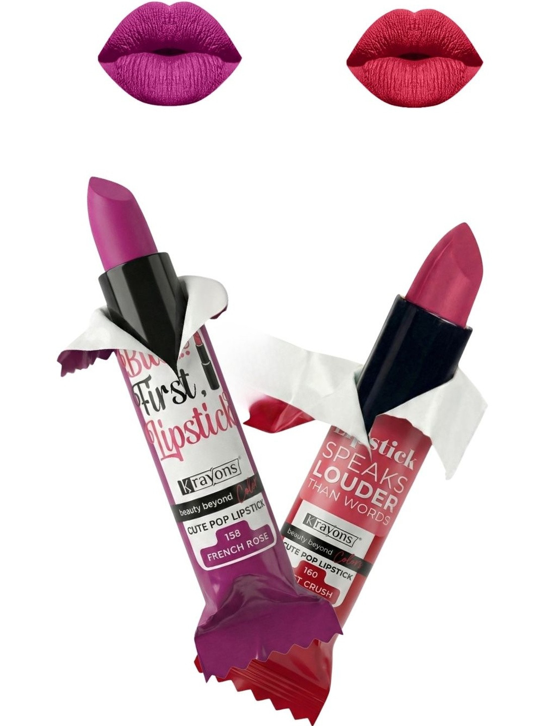 krayons The Natural Beauty Set Of 2 Matte Lipsticks - French Rose 158 & First Crush 160