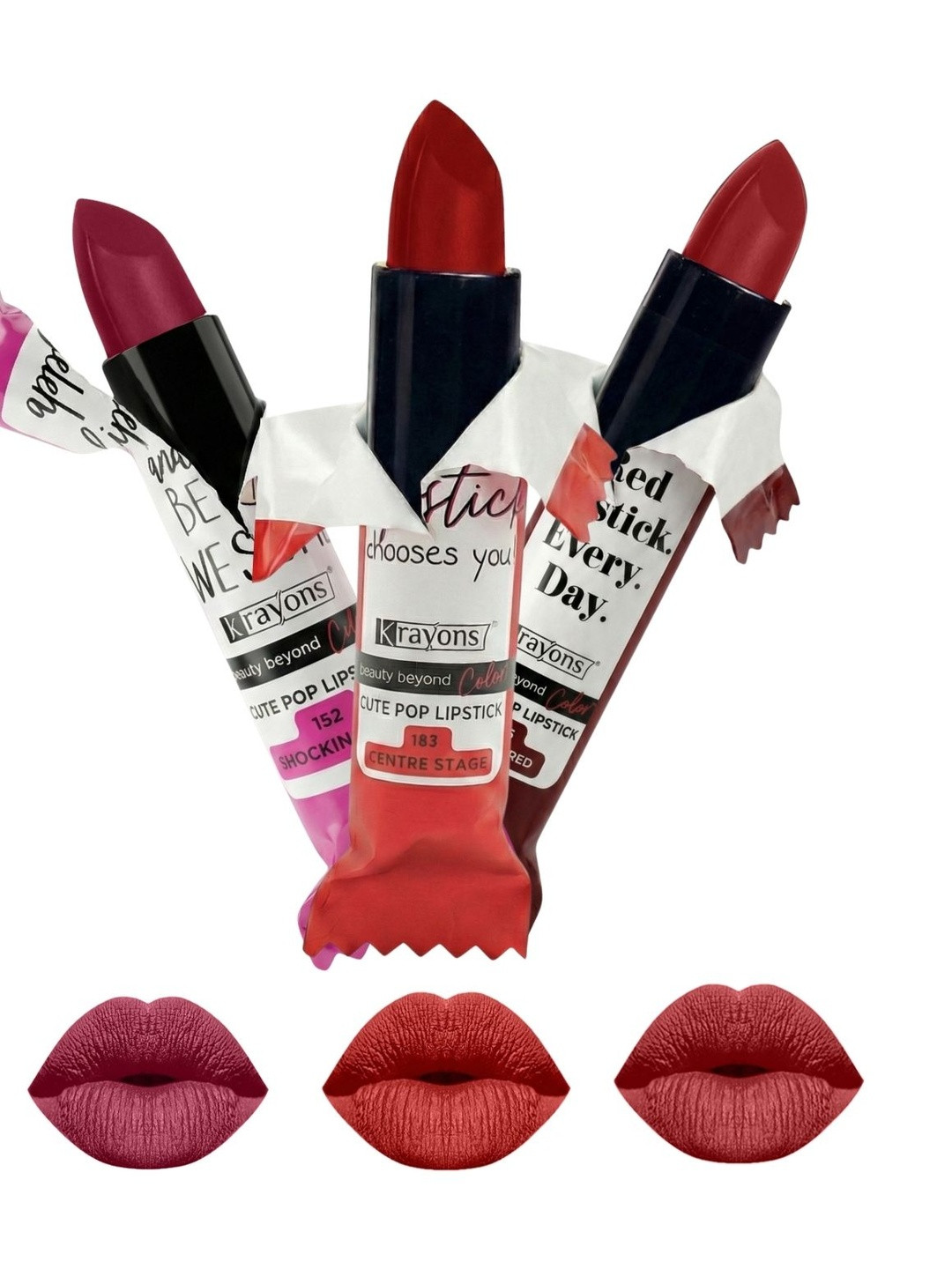 krayons Set Of 3 Cute Pop Waterproof & Moisturizing Matte Lipstick - 3.5 g Each