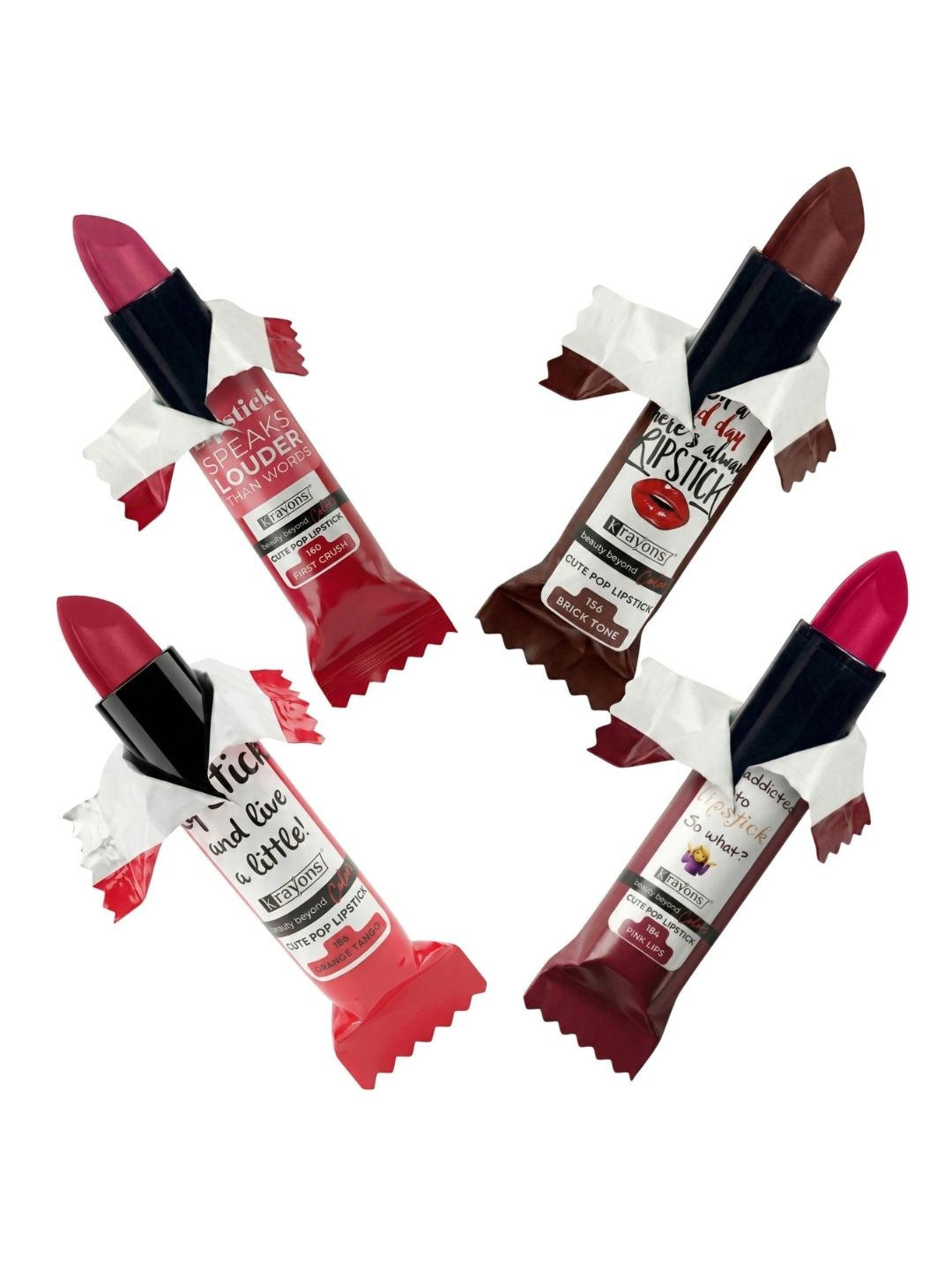 krayons Set of 4 Cute Pop Waterproof & Moisturizing Matte Lipstick - 3.5 g Each