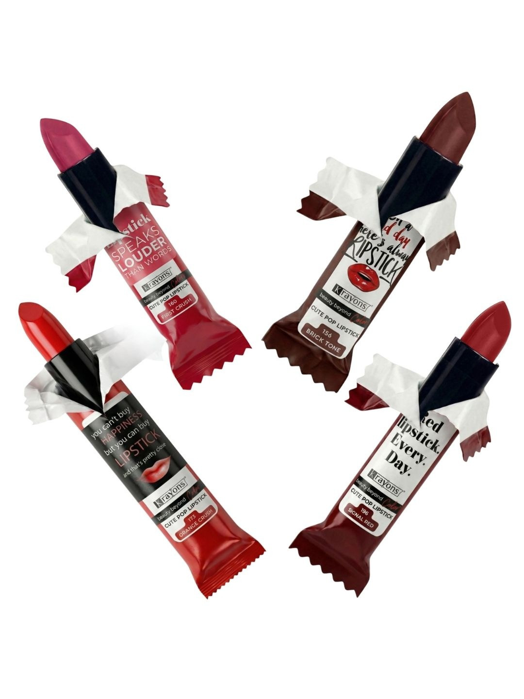 krayons Set Of 4 Cute Pop Waterproof & Moisturizing Matte Lipsticks - 3.5 g Each