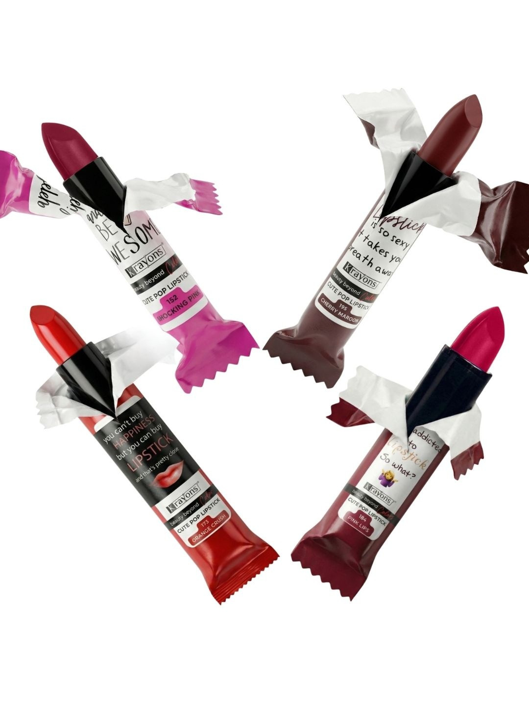 krayons Set Of 4 Cute Pop Waterproof & Moisturizing Matte Lipsticks - 3.5 g Each