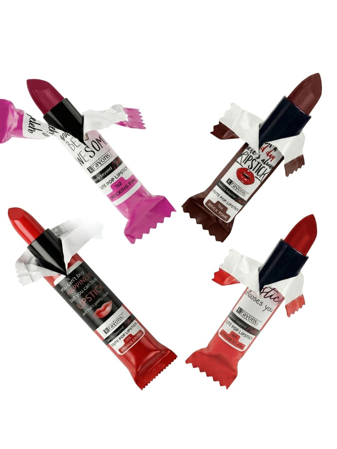 krayons Set Of 4 Cute Pop Waterproof & Moisturizing Matte Lipstick - 3.5 g Each