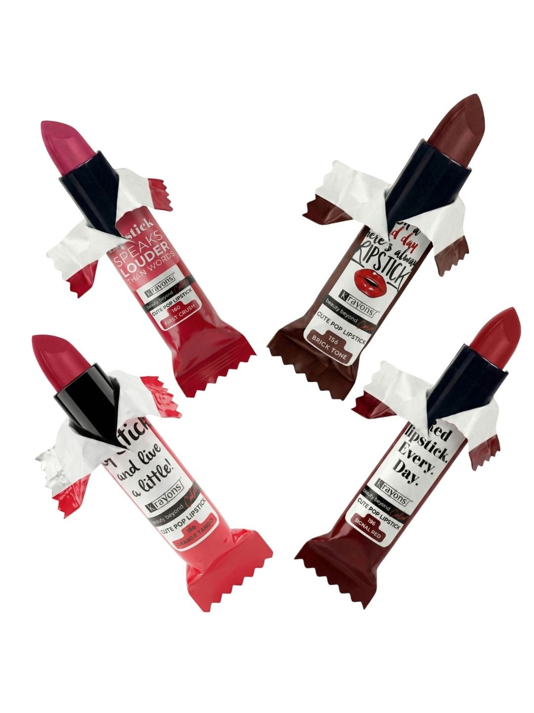 krayons Set Of 4 Cute Pop Waterproof & Moisturizing Matte Lipsticks - 3.5 g Each