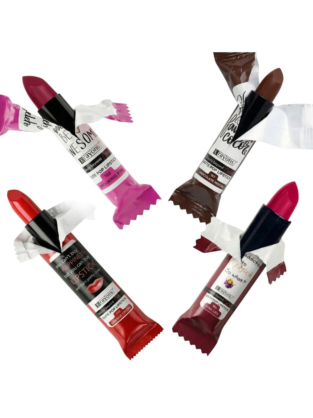 krayons Set of 4 Cute Pop Waterproof & Moisturizing Matte Lipstick - 3.5 g Each