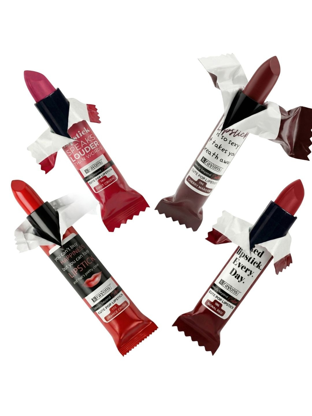 krayons Set Of 4 Cute Pop Waterproof & Moisturizing Matte Lipsticks - 3.5 g Each