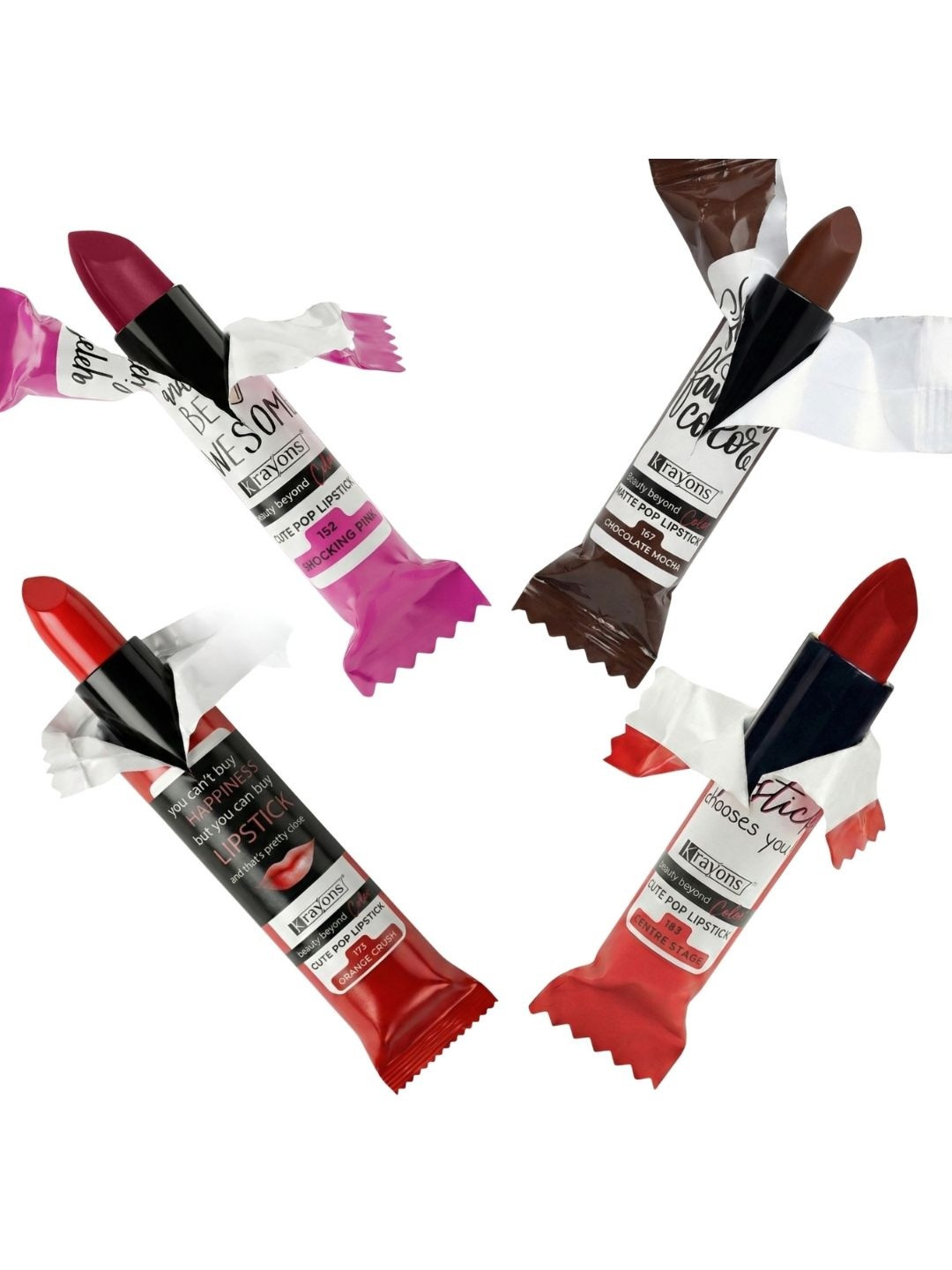 krayons Set Of 4 Cute Pop Waterproof & Moisturizing Matte Lipstick - 3.5 g Each