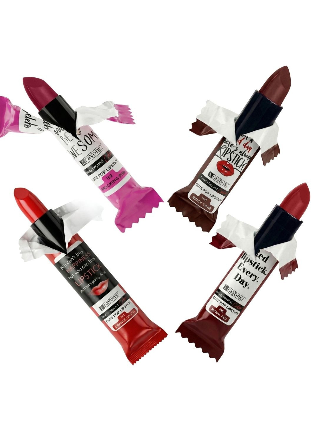 krayons The Natural Beauty Set Of 4 Cute Pop Moisturizing Matte Lipsticks - 3.5 g Each