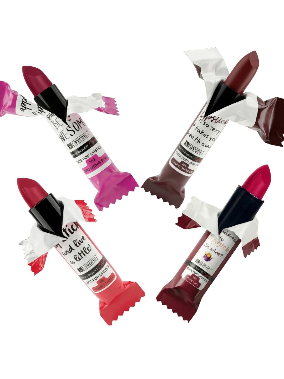 krayons The Natural Beauty Set Of 4 Cute Pop Moisturizing Matte Lipsticks - 3.5 g Each