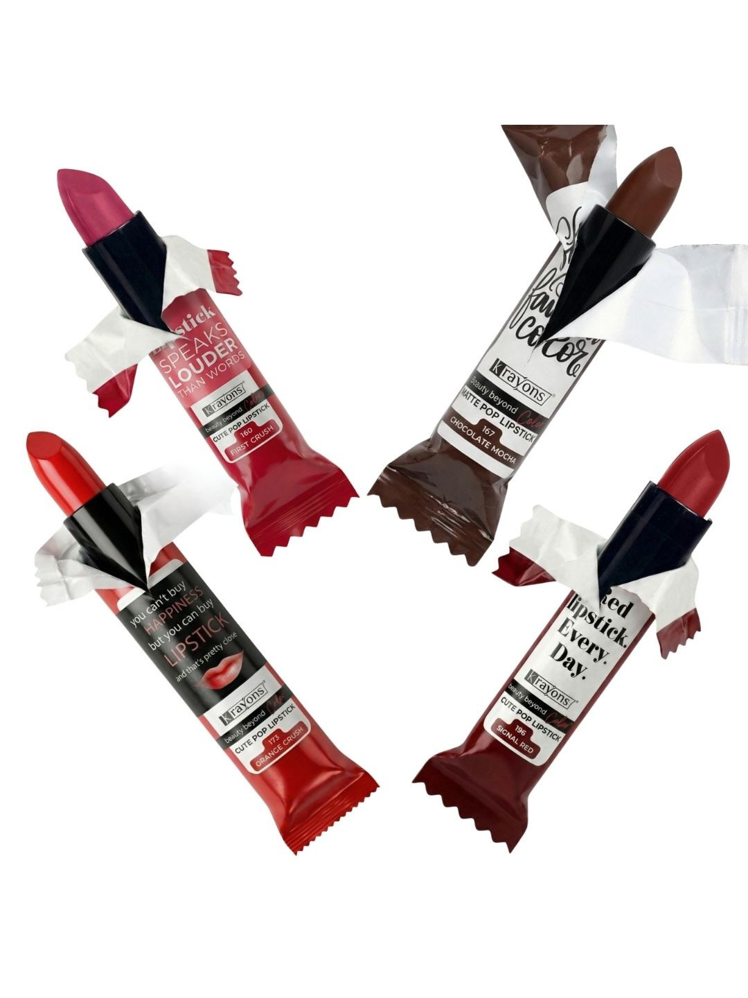 krayons Set of 4 Cute Pop Waterproof & Moisturizing Matte Lipstick - 3.5 g Each