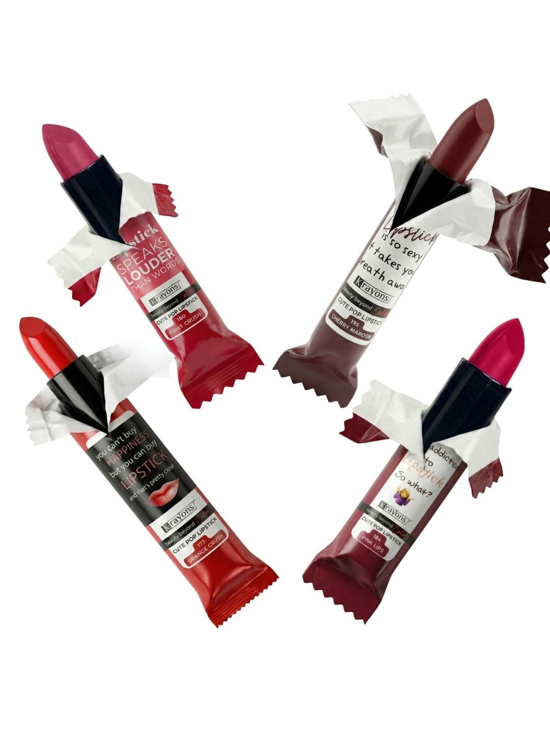krayons Set Of 4 Cute Pop Waterproof & Moisturizing Matte Lipstick - 3.5 g Each