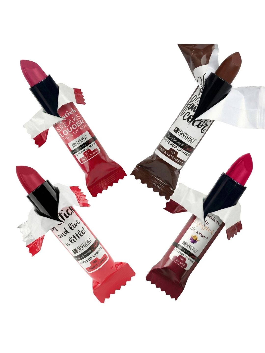 krayons Set Of 4 Cute Pop Waterproof & Moisturizing Matte Lipstick - 3.5 g Each