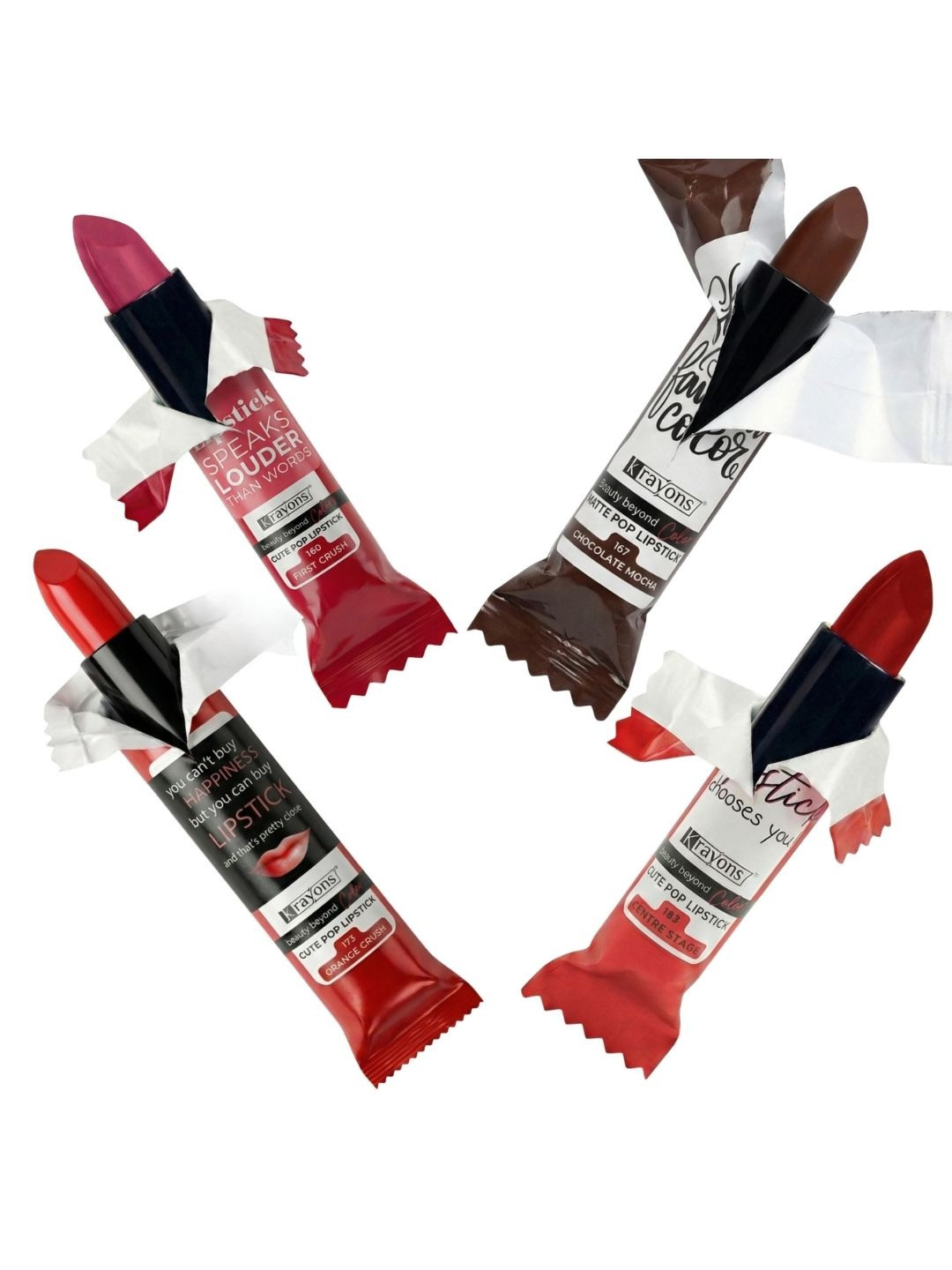 krayons Set Of 4 Cute Pop Waterproof & Moisturizing Matte Lipstick - 3.5 g Each