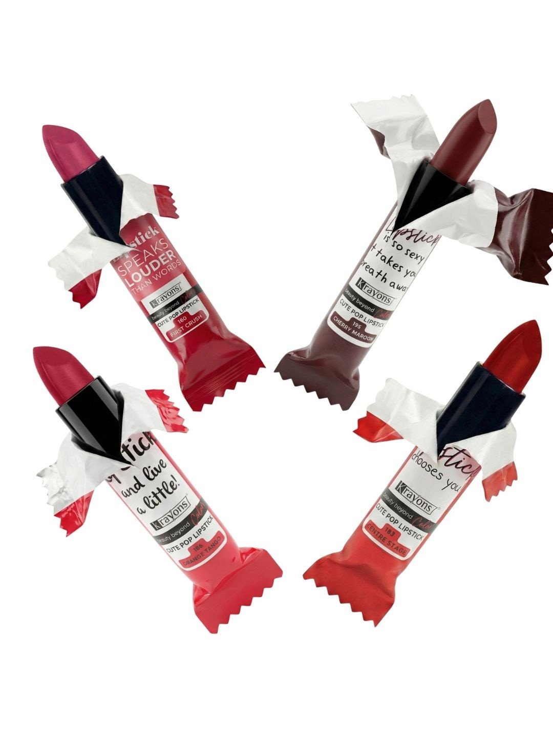 krayons Set of 4 Cute Pop Waterproof & Moisturizing Matte Lipstick - 3.5 g Each