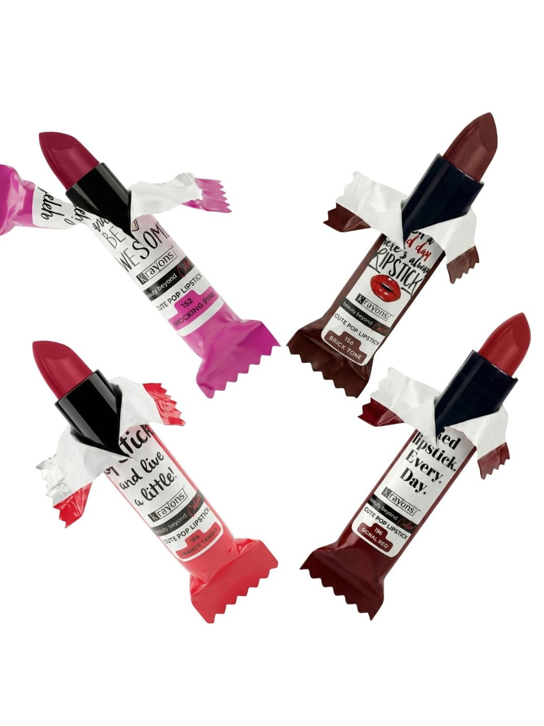 krayons Set Of 4 Cute Pop Waterproof & Moisturizing Matte Lipstick - 3.5 g Each