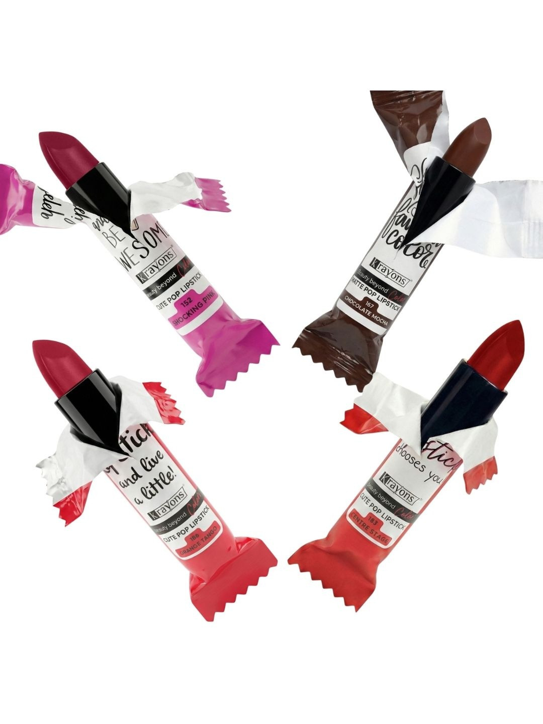 krayons Set of 4 Cute Pop Waterproof & Moisturizing Matte Lipstick - 3.5 g Each