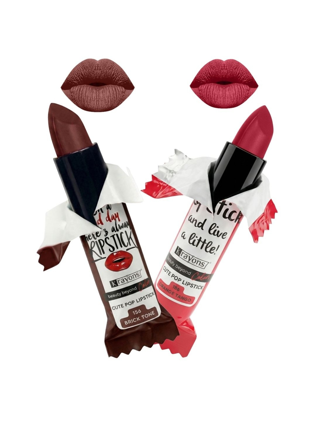krayons The Natural Beauty Set Of 2 Matte Lipsticks - Brick Tone 156 & Orange Tango 186