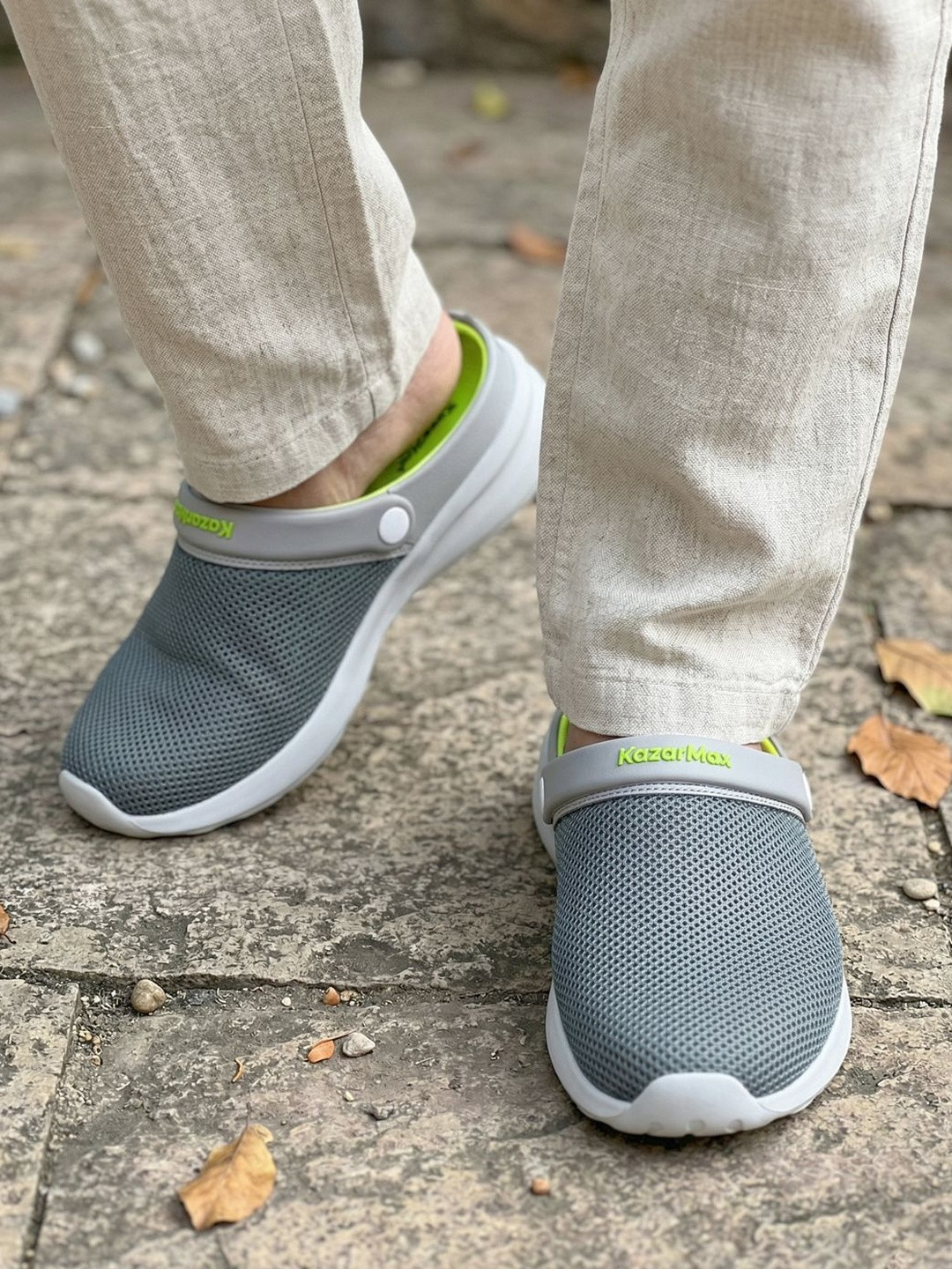 KazarMax Men Grey Clogs Sandals