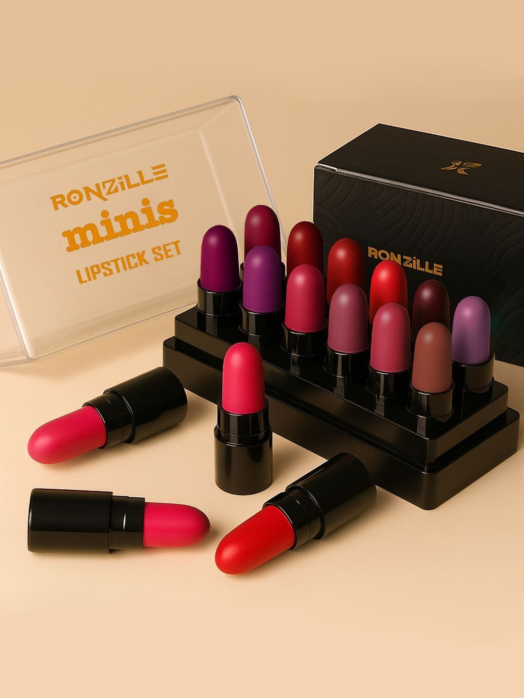 Ronzille Pack of 12 Matte Bullet Mini Lipstick - Shade -A