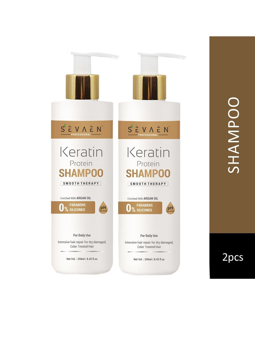 SEVAEN Set of 2 Smooth Therapy Keratin Protein Shampoos with Argan Oil - 250ml each