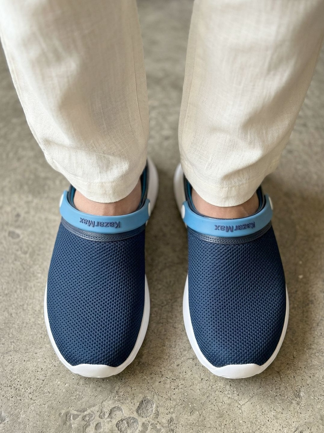 KazarMax Men Navy Blue Mesh Clogs