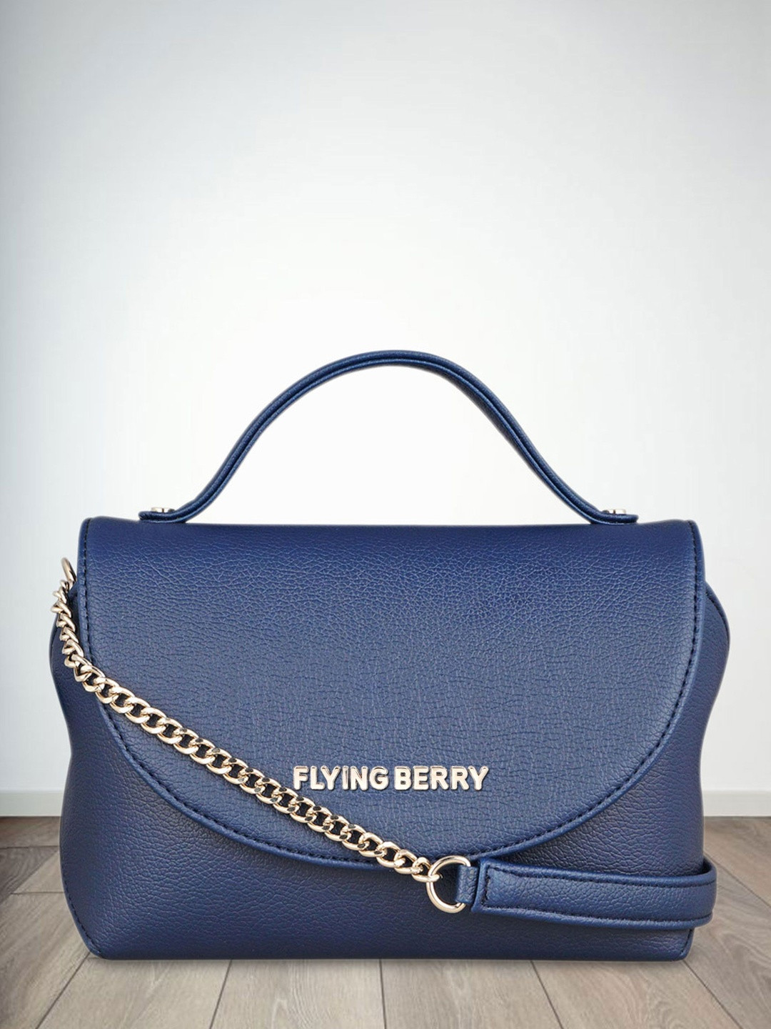 FLYING BERRY Navy Blue Solid Satchel