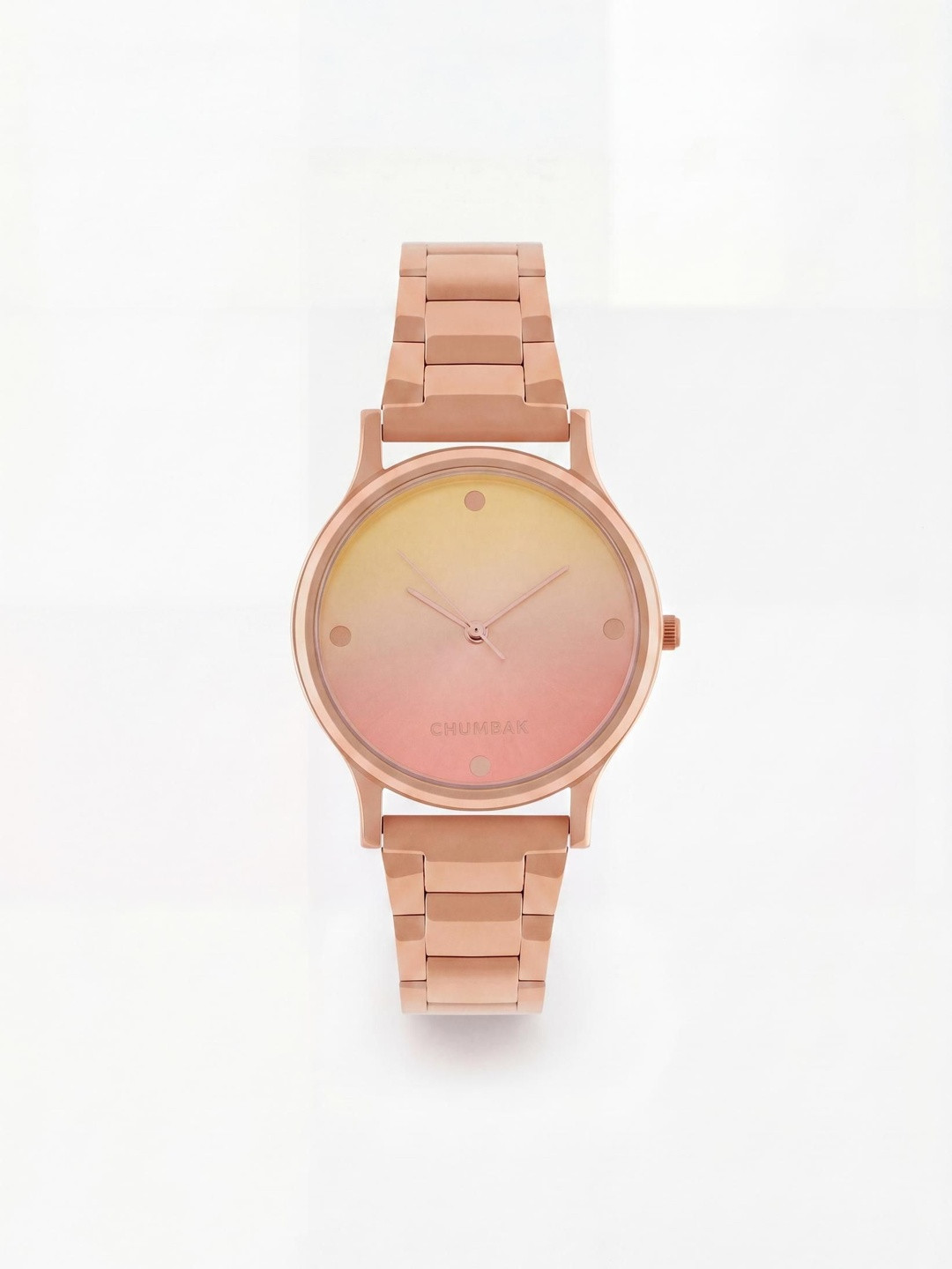 TEAL BY CHUMBAK Women Brass Dial & Rose Gold Toned Bracelet Style Straps Analogue Watch