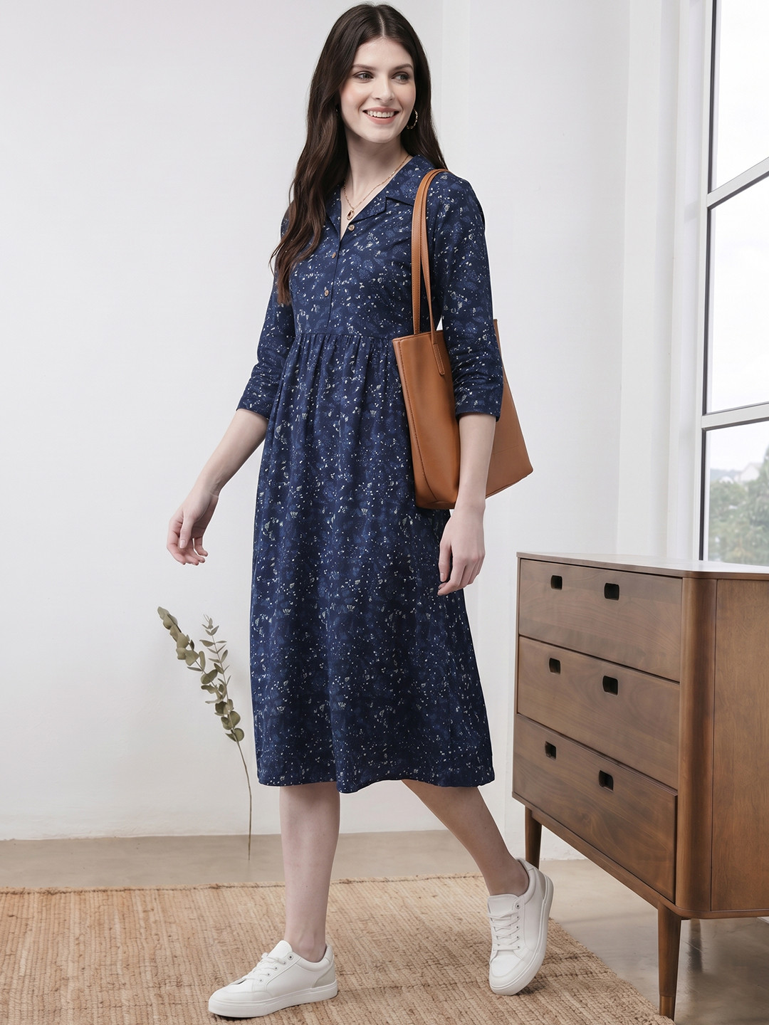 Anouk X fwd Women Navy Blue Printed A-Line Kurta