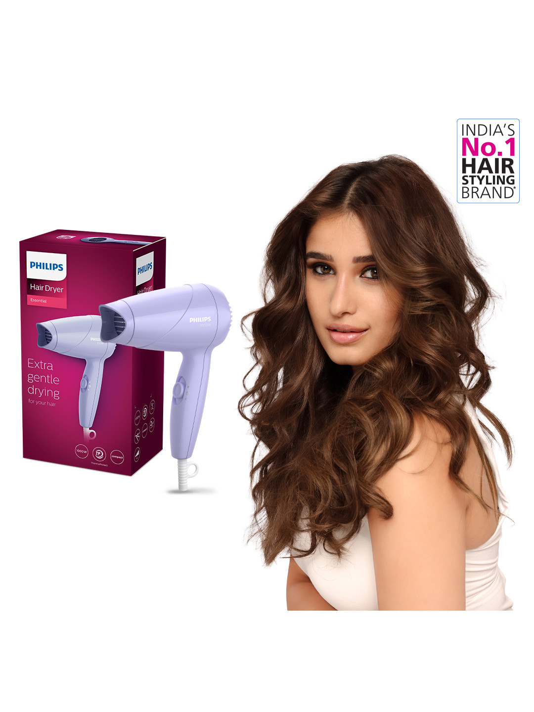 Philips ThermoProtect HP8144/46 Hair Dryer Quick Drying 1000W - Light Purple