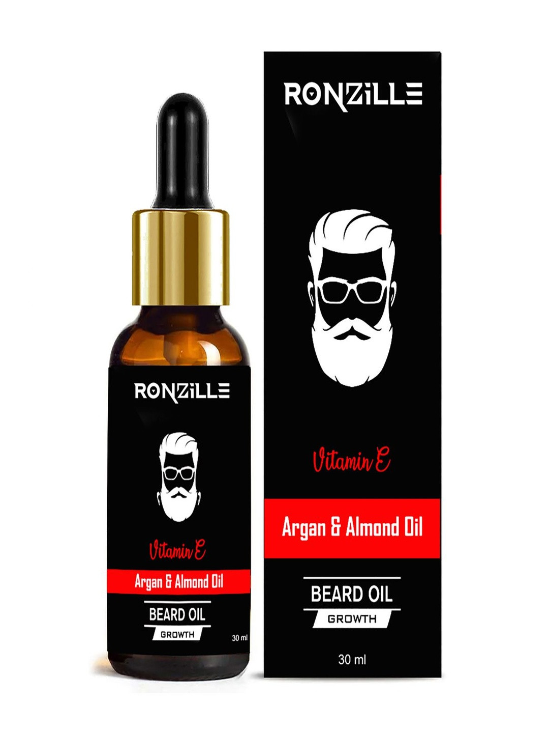 Ronzille Vitamin E Beard Growth Oil with Argan & Almond Oil - 30 ml
