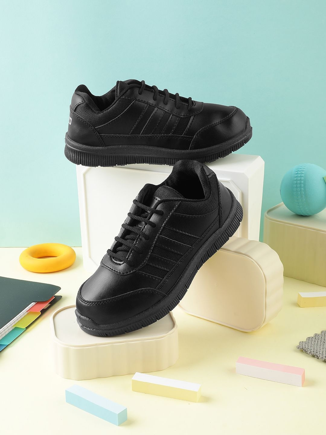 Liberty Force 10 kids Black Lacing School Shoes