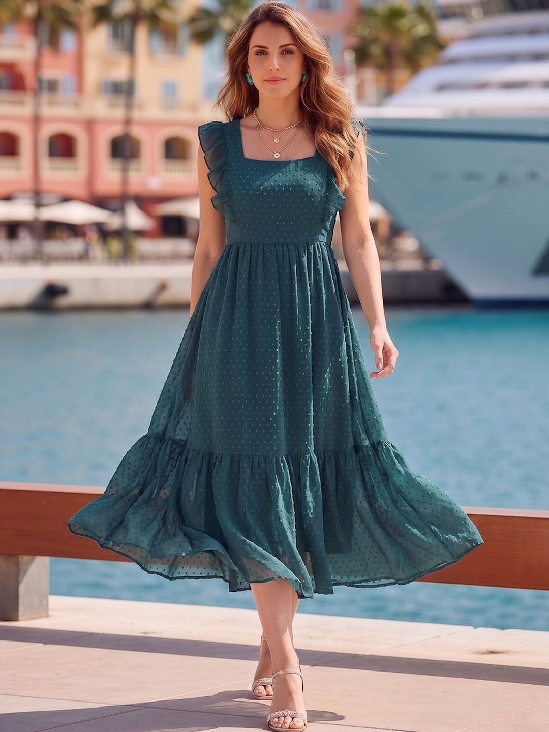 aayu Georgette Empire Midi Dress