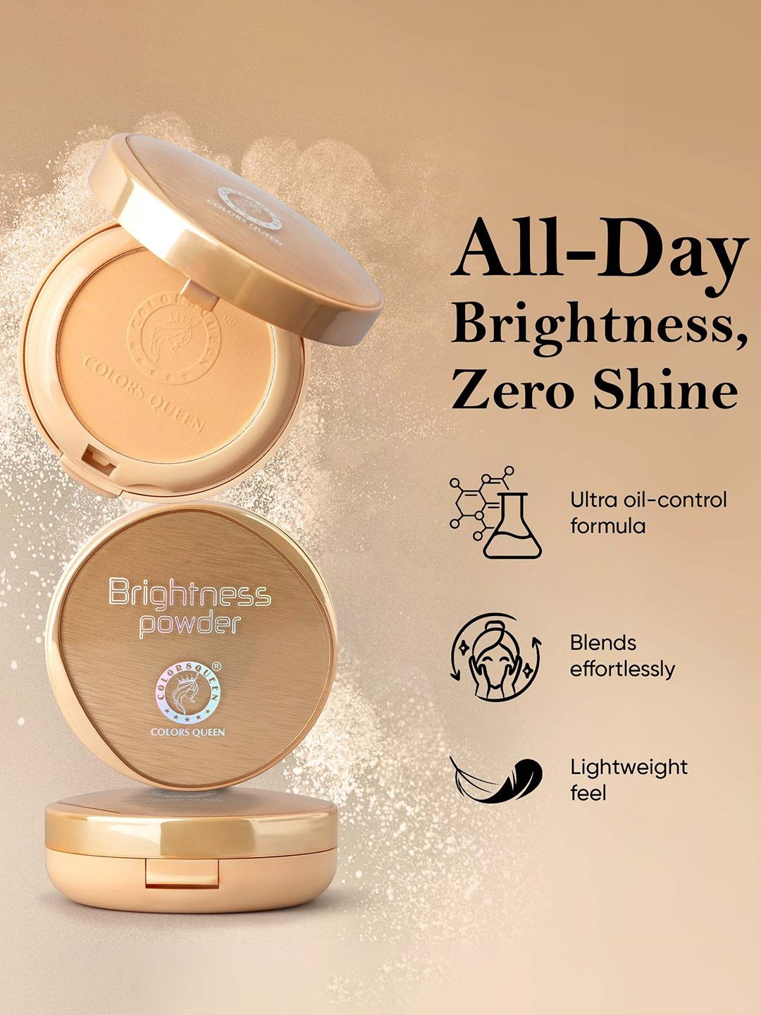 Colors Queen Long Lasting Oil Free 2-In-1 Brightness Compact Powder 20g - Amber 04