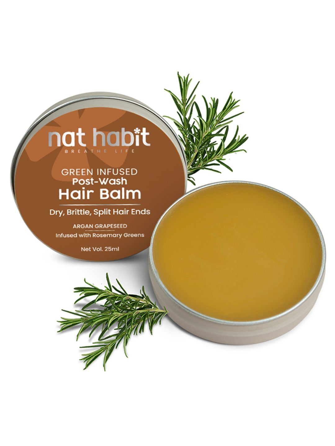 Nat Habit Argan Grapeseed Hair Balm for Split Ends, Smoothening & Conditioning - 25ml