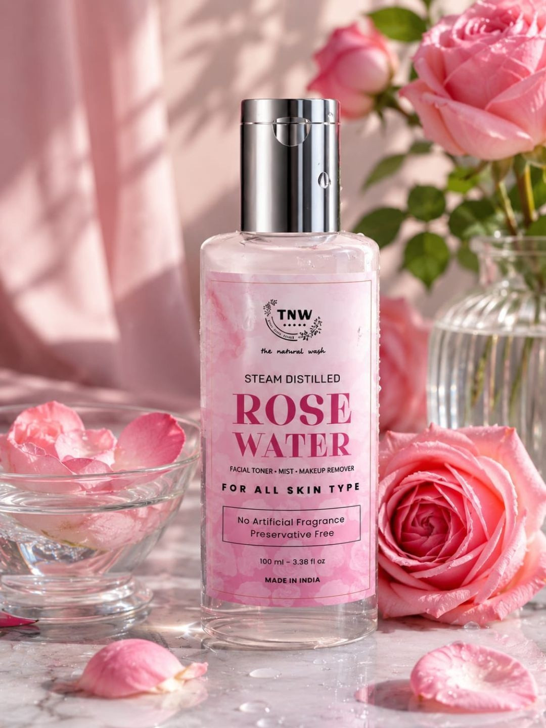 TNW the natural wash Steam Distilled Rose Water Toner & Makeup Remover - 100 ml
