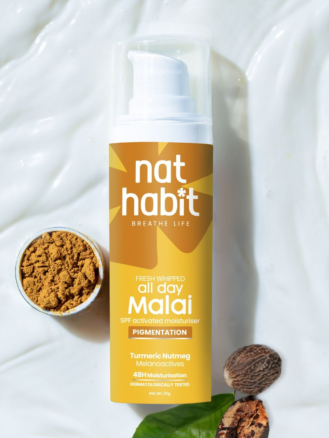 Nat Habit Turmeric Face Malai Cream for Glow & Pigmentation with Nutmeg - 30g