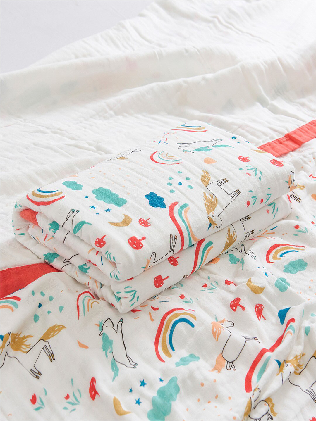 JC HOME Red & White Cartoon Characters Summer 300 GSM Single Bed Blanket