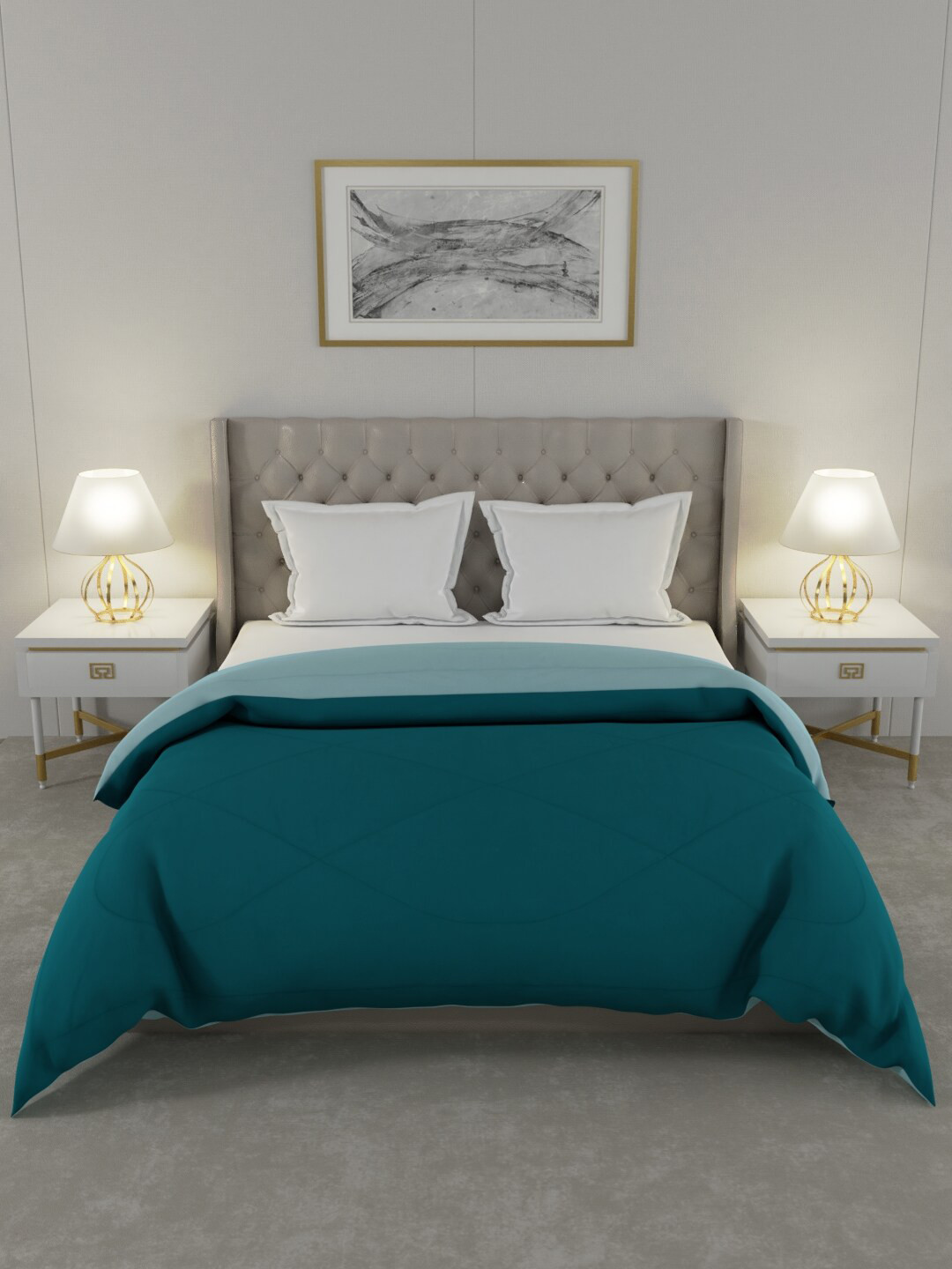 JAIPUR FABRIC Teal Microfiber Heavy Winter 250 GSM Double Bed Comforter