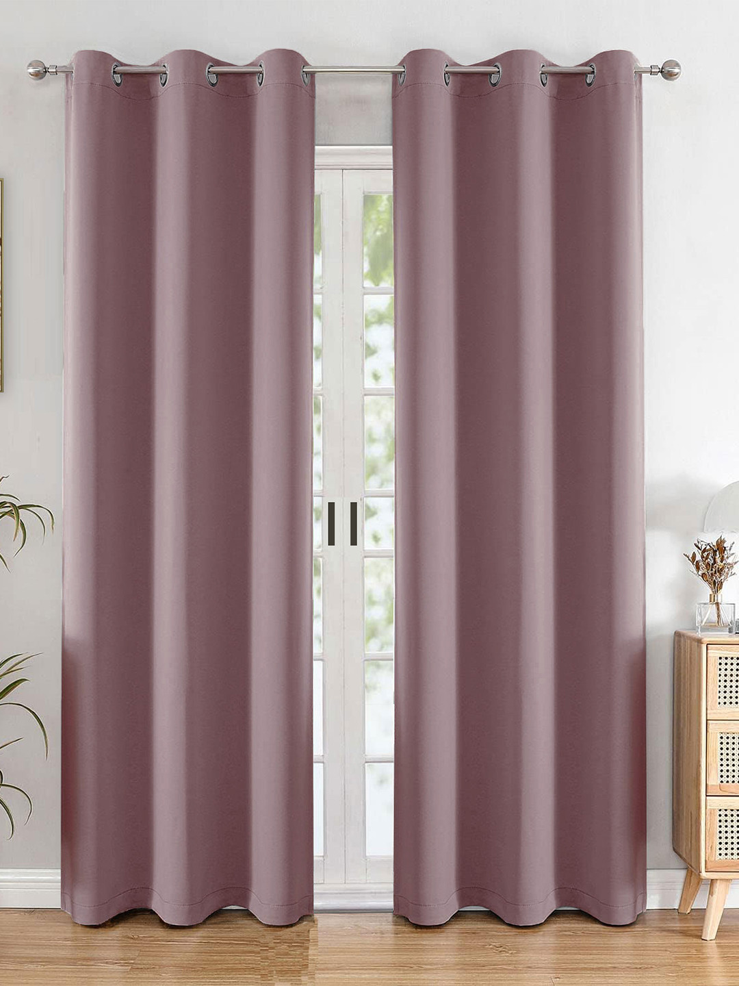 HOMEMONDE Lavender Set of 2 Black Out Window Curtain