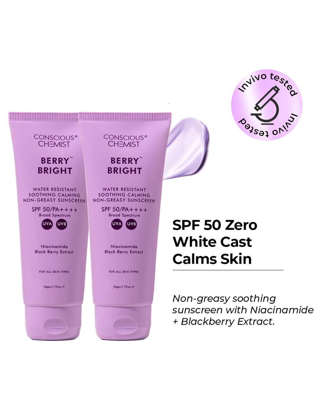 Conscious Chemist Set of 2 Niacinamide Sunscreen SPF 50 PA++++ with Water Resistance