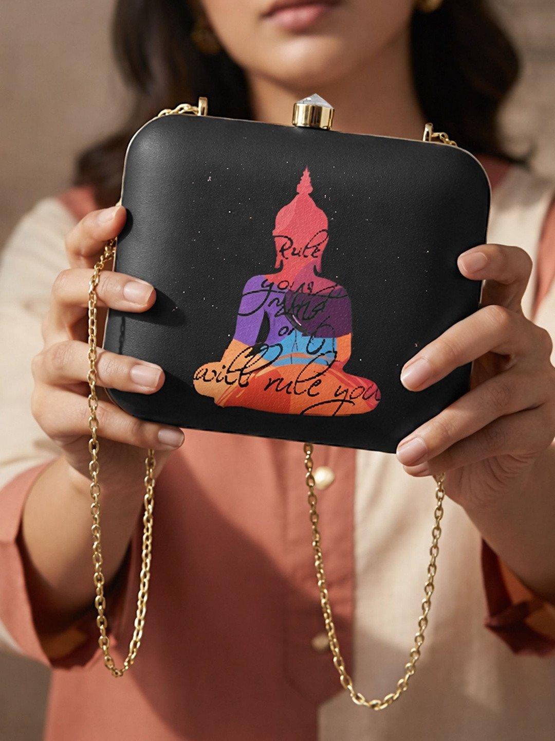 ARTKLIM Women Buddha Printed Box Clutch
