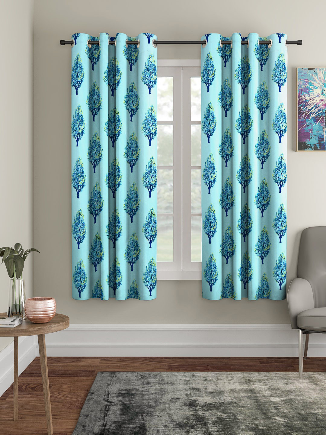 Cortina Set of 2 Floral Printed Window Curtains