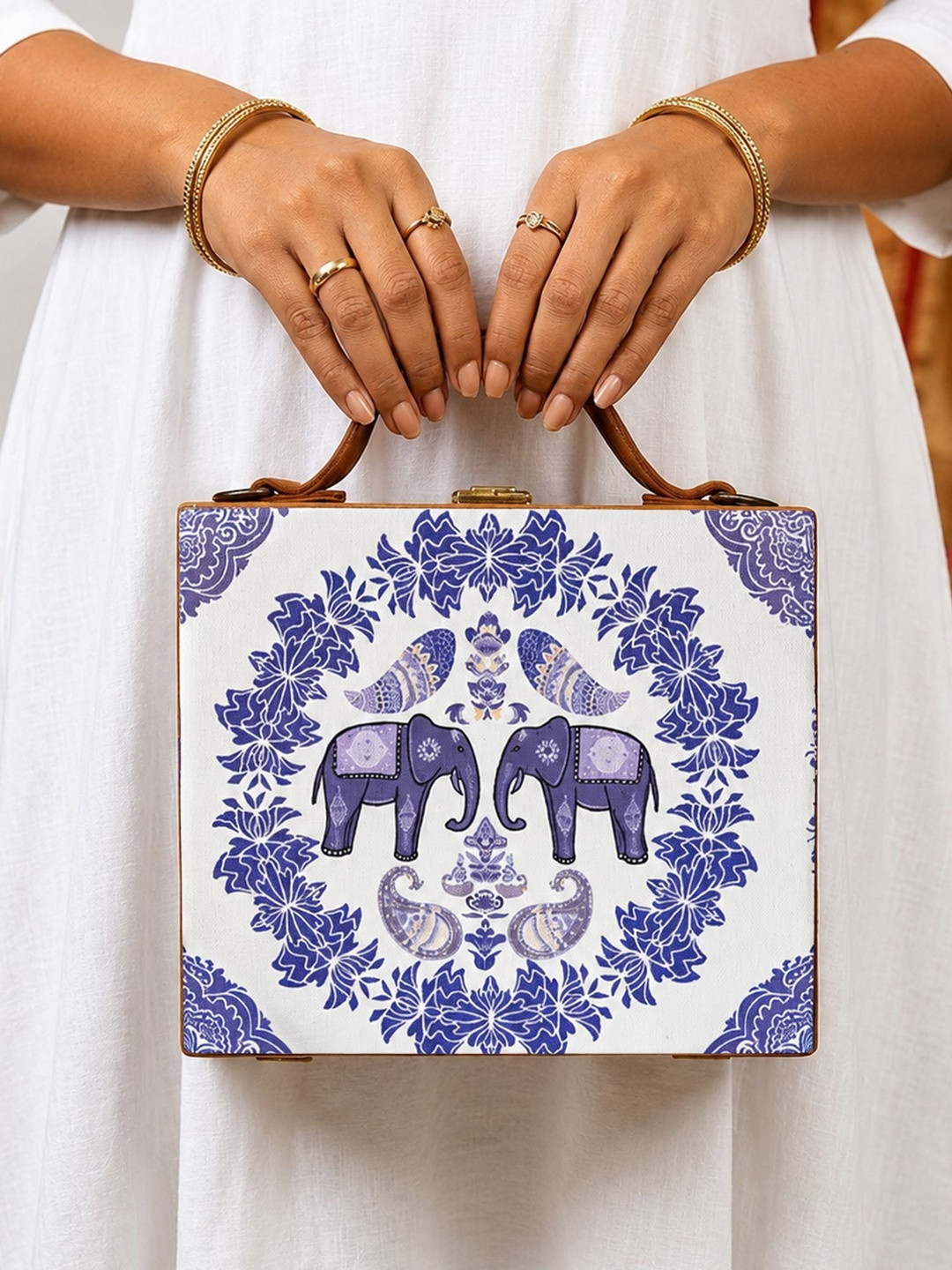 ARTKLIM Elephant Suitcase Style Box Clutch