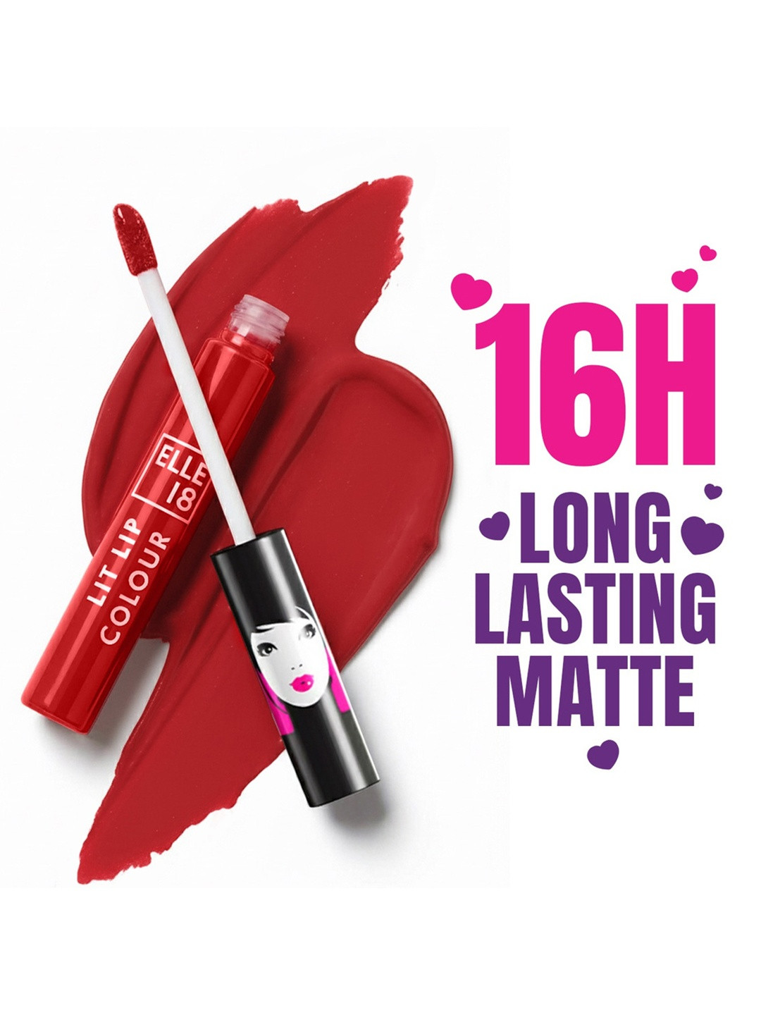 ELLE 18 Lit Lip Matte Finish Long Lasting Smudgeproof Lip Colour 5.6ml - Rhubarb Red